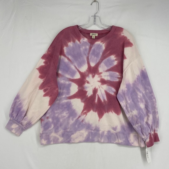 Style & Co Womens Size 0X Pullover Sweatshirt Rose Pink Lavender Tie-Dye Top LS - Picture 2 of 10